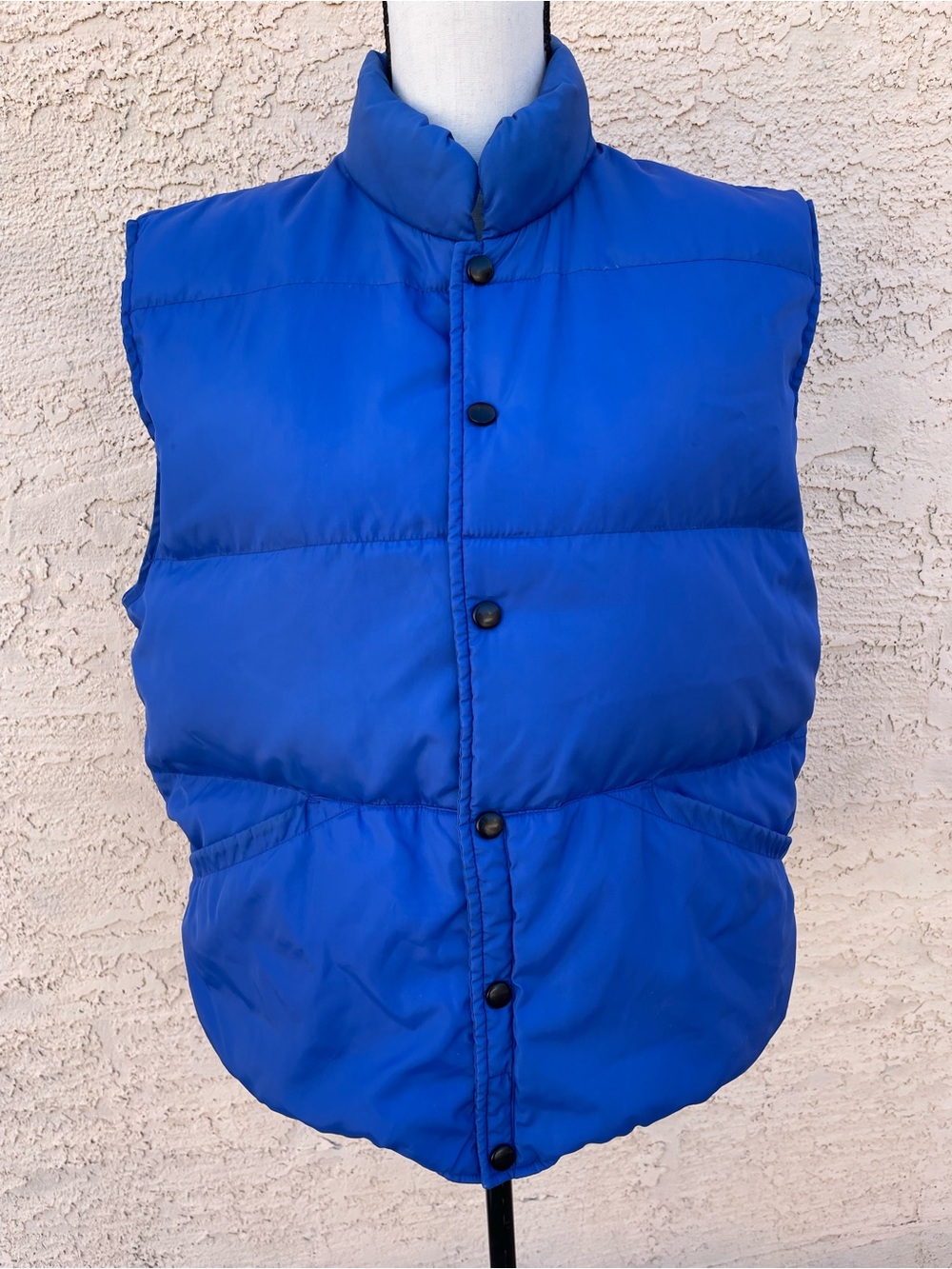 Lands End puffer vest goose down fill nylon sapphire 90s vtg unisex medium